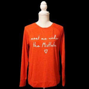 Jaclyn Intimates Red Pajama Top “Meet Me Under the Mistletoe” Women’s Small